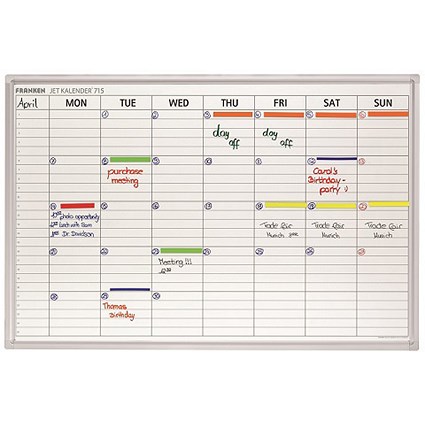 Franken Premiumline Weekly Planning Whiteboard, Magnetic, 900x600mm