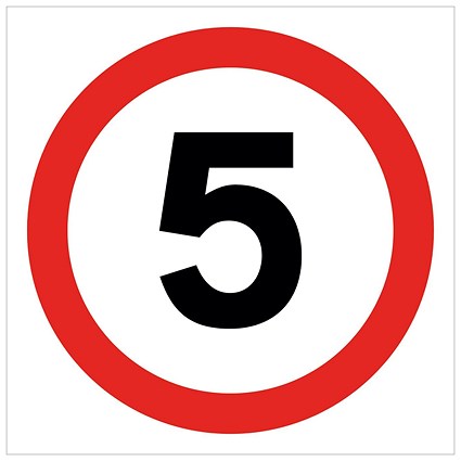 5 Star 5MPH Traffic Sign Rigid Plastic 450x450mm