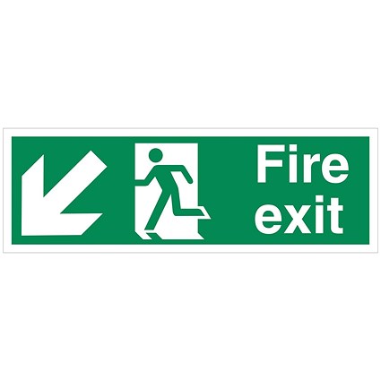 5 Star Fire Exit Run Man Arrow Down R Sign Vinyl 150x450