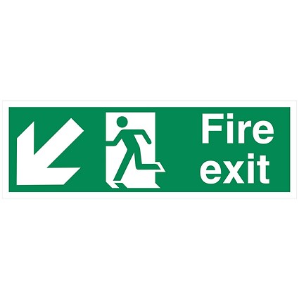 5 Star Fire Exit Run Man Arrow Down L Sign Plas 150x450