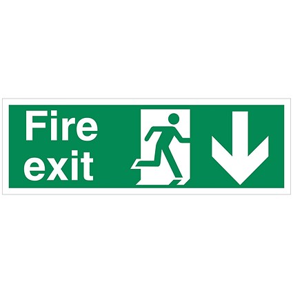 5 Star Fire Exit Run Man Arrow Down Sign Vinyl 150x450