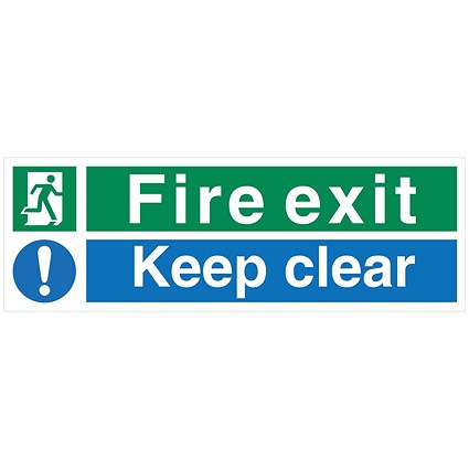 5 Star Fire Exit Keep Clear Sign Rigid Plastic 150x450mm