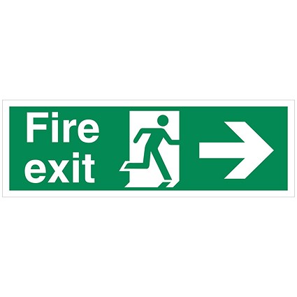 5 Star Fire Exit Running Man Arrow R Sign Vinyl 150x450mm