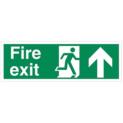 5 Star Fire Exit Run Man Arrow Up Sign Plas 150x450