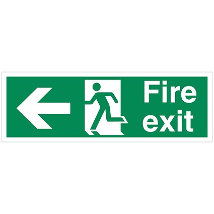 5 Star Fire Exit Run Man Arrow Left Sign Plas 150x450