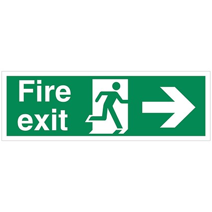 5 Star Fire Exit Run Man Arrow R Sign Rigid Plas 150x450