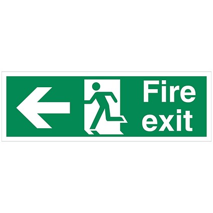 5 Star Fire Exit Run Man Arrow Left Sign Vinyl 150x450