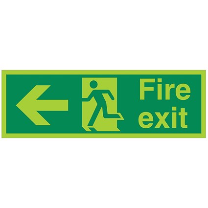 5 Star Fire Exit Run Man Arrow Left Sign Plas 150x450