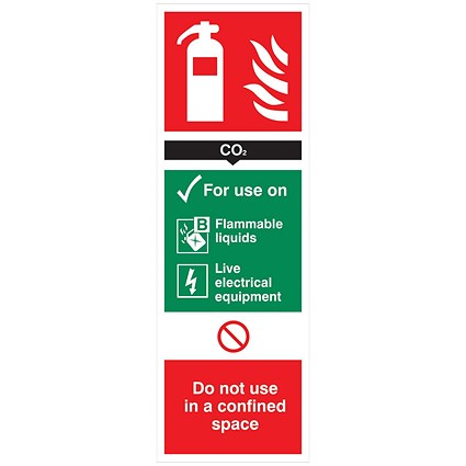 5 Star Carbon Dioxide Extinguisher Sign Vinyl 300x100mm