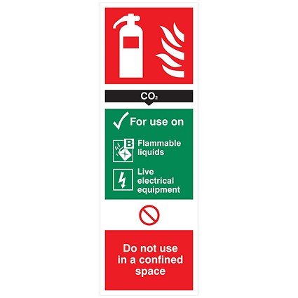 5 Star Carbon Dioxide Extinguisher Sign Plastic 300x100