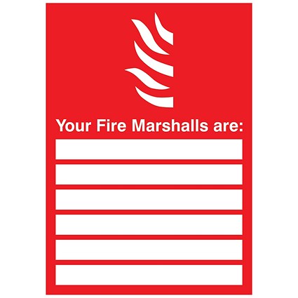 5 Star Your Fire Marshals Are Sign Rigid Plastic A4