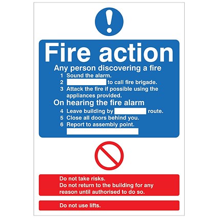 5 Star Fire Action Standard Sign Rigid Plastic A4