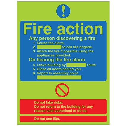 5 Star Fire Action Standard Sign Rigid Plastic 300x250mm