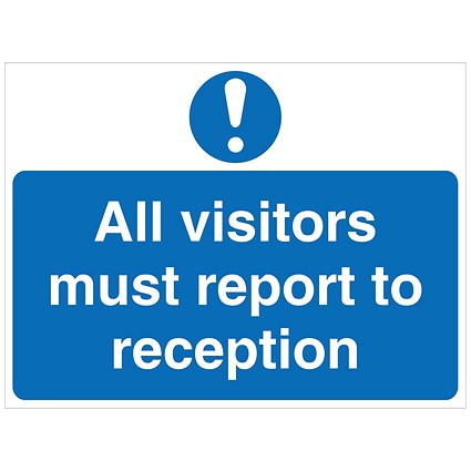 5 Star All Visitors Must Report To Reception Sign Plastic