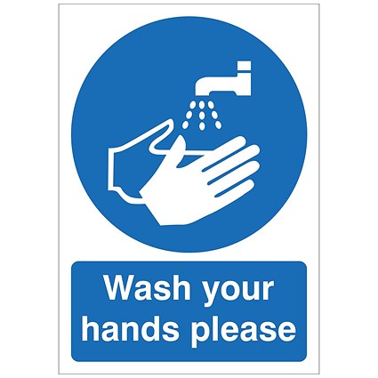 5 Star Wash Your Hands Please Sign Rigid Plastic A5