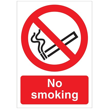 5 Star No Smoking Sign Rigid Plastic A4
