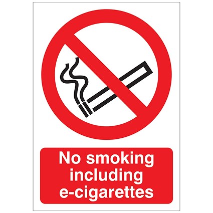 5 Star No Smoking Inc E-Cigarettes Sign Rigid Plastic A5