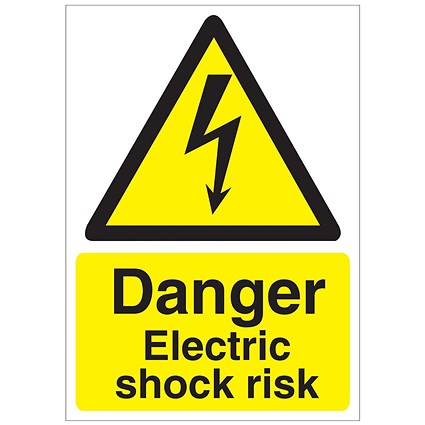 5 Star Danger Electric Shock Risk Sign Rigid Plastic A5