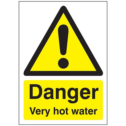 5 Star Danger Very Hot Water Sign Save Vinyl 70x50mm
