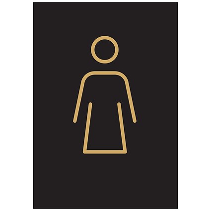 5 Star Female Toilet Sign Black/Gold Rigid Plas 150x105