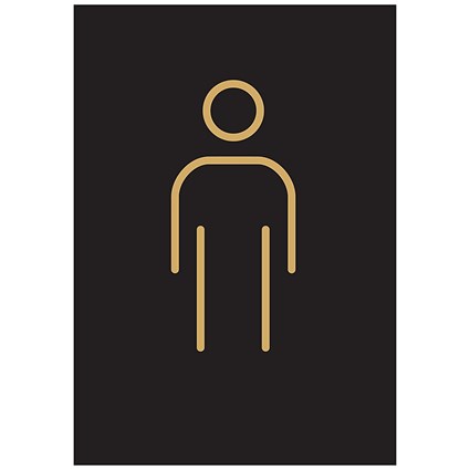 5 Star Male Toilet Sign Black/Gold Aluminium 150x105