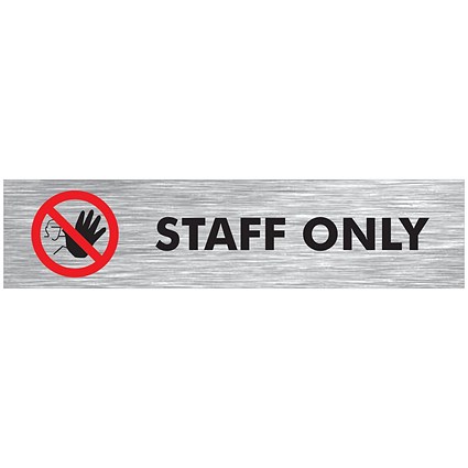 5 Star Staff Only Sign Anodised Aluminium 45x190mm