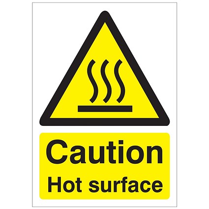 5 Star Caution Hot Surface Sign Save Vinyl A5