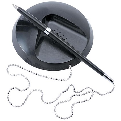 5 Star Reception Pen, Chain & Base, Black