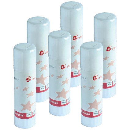 5 Star Large Glue Stick, 40g, Pack of 6 5 Star Large Glue Stick, 40g, Pack of 6