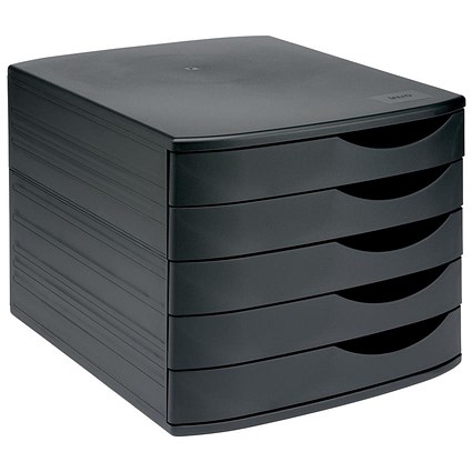 Desktop Drawer Set 5 Star Desktop Drawer Set with 5 Drawers, A4 & Foolscap, Black | Paperstone