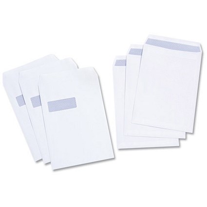 5 Star Value C4 Pocket Envelopes, Window, White, Press Seal, 100gsm, Pack of 250 5 Star Value C4 Pocket Envelopes, Window, White, Press Seal, 100gsm, Pack of 250