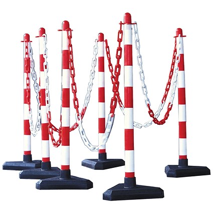 Guarda Chain Post Set with 6 Posts Red/Wht Concrete Base