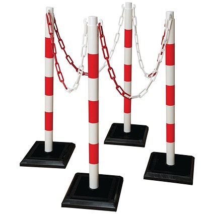 Guarda-Plus Chain Post Set with 4 Posts Red/Wht