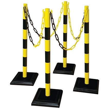 Guarda-Plus Chain Post Set with 4 Posts Ylw/Blk