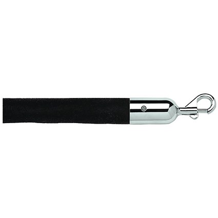 5 Star Economy Velour Rope Black 1.8m with Polished Chrome Ends