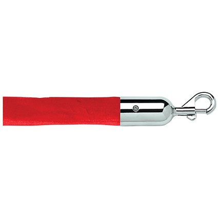 5 Star Economy Velour Rope Red 1.8m with Polished Chrome Ends