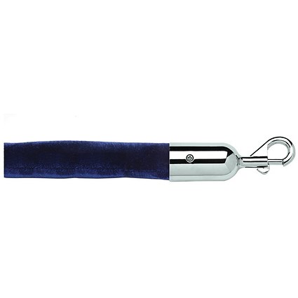 5 Star Economy Velour Rope Blue 1.8m with Polished Chrome Ends