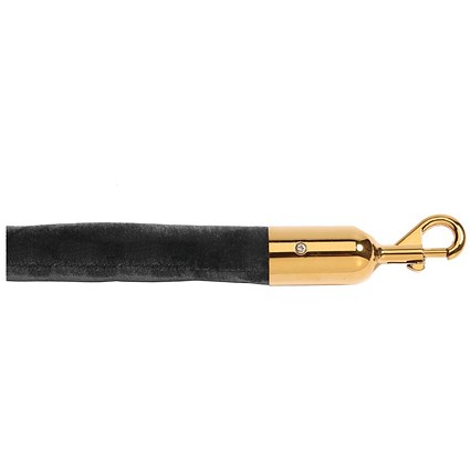 5 Star Economy Velour Rope Black 1.8m with Polished Brass Ends