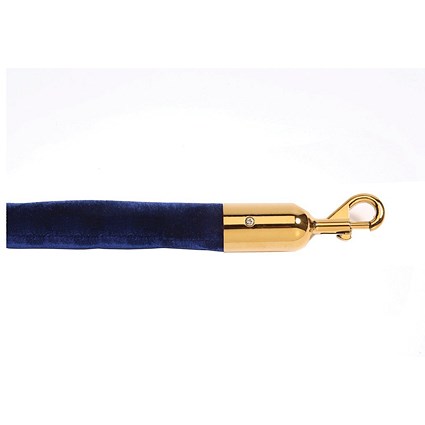 5 Star Economy Velour Rope Blue 1.8m with Polished Brass Ends