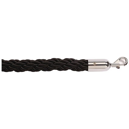 5 Star Braided Rope Black 1.8m with Polished Chrome Ends