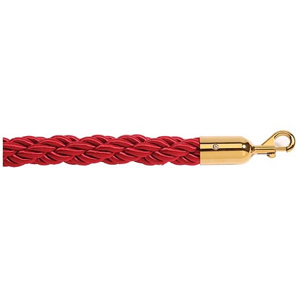 5 Star Braided Rope Red 1.8m with Polished Brass Ends