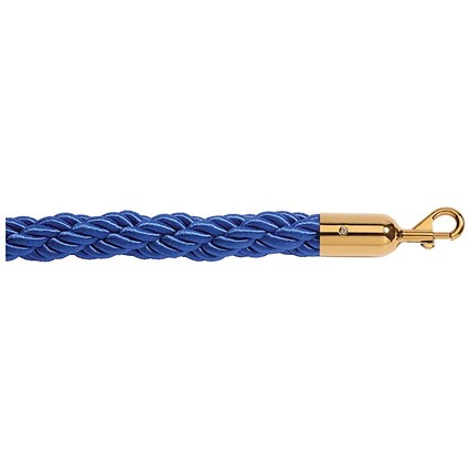 5 Star Braided Rope Blue 1.8m with Polished Brass Ends