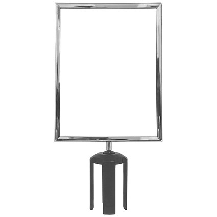 5 Star Vertical A4 Sign Frame Polished Chrome for Belt Barriers