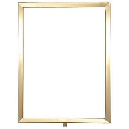Standard Vertical A4 Sign Frame Polished Brass for Rope Barriers