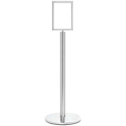 5 Star Sign Stands Polished Chrome Post with A4 Vertical Sign
