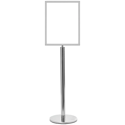 5 Star Sign Stands Polished Chrome Post with A3 Vertical Sign