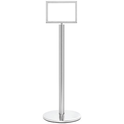 5 Star Sign Stands Polished Chrome Post with A4 Horizontal Sign