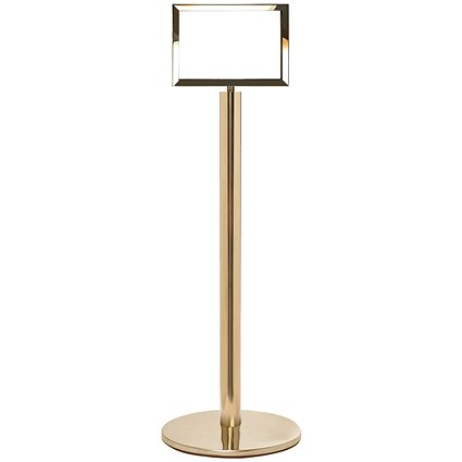 5 Star Sign Stands Polished Brass Post with A4 Horizontal Sign