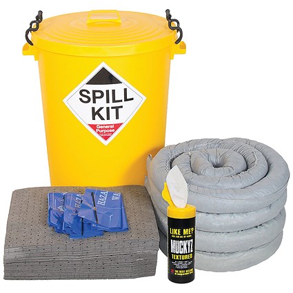 5 Star Gel Pup Spill Kit in Yellow Drum with Lid 90L Grey FS636591