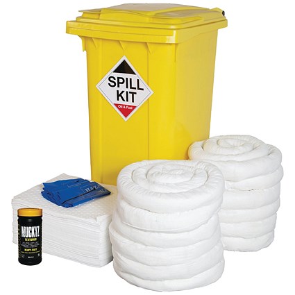 5 Star Oil/Fuel Spill Kit in Yellow Wheelie Bin 240L White FS637147